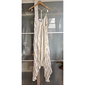 White and black striped halter dress.